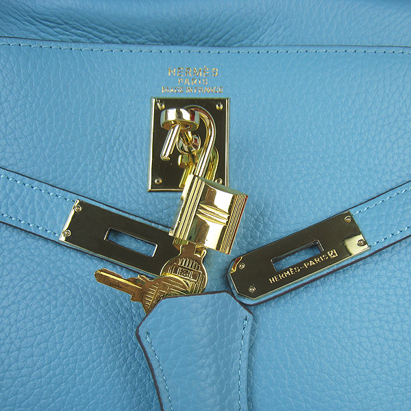 High Quality Hermes Kelly 35CM Togo Leather Bag Light Blue 6308